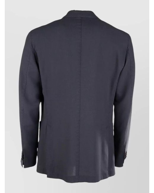 Boglioli Blue Double Breasted Jacket Back Vent Buttons for men