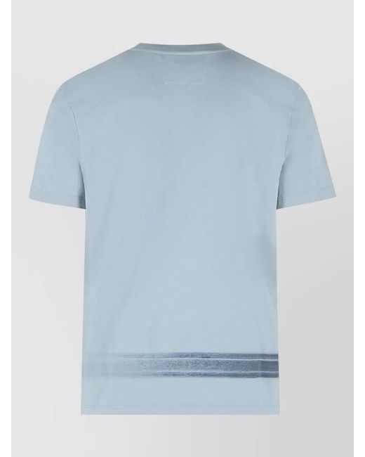 C P Company Blue Cotton Crew Neck Graphic Print T Shirt for men