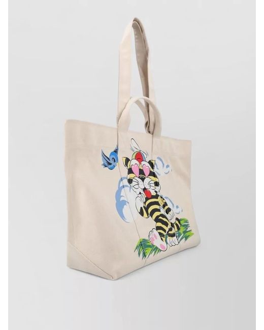 KENZO White Cartoon Print Large Tote Bag Rectangular for men