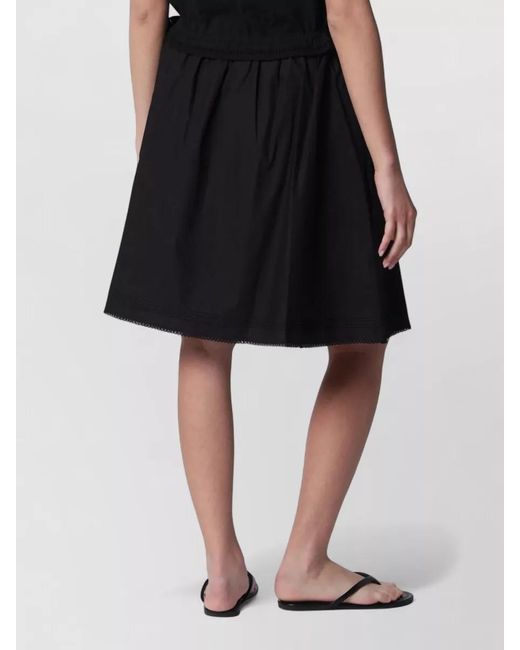 DUNST Black Dress Drawstring Waist Flared Hem Lace