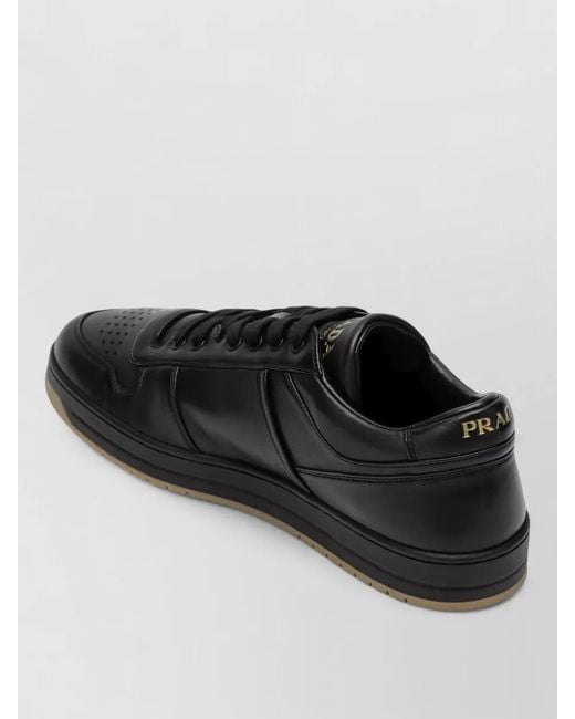 Prada Black Low Top Sneakers Perforated Toe Rubber Sole for men