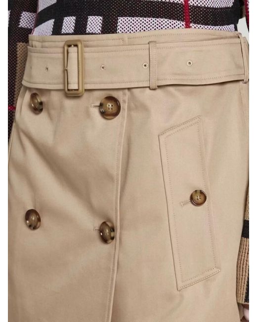Burberry Natural Cotton Belted A-Line Mini Skirt