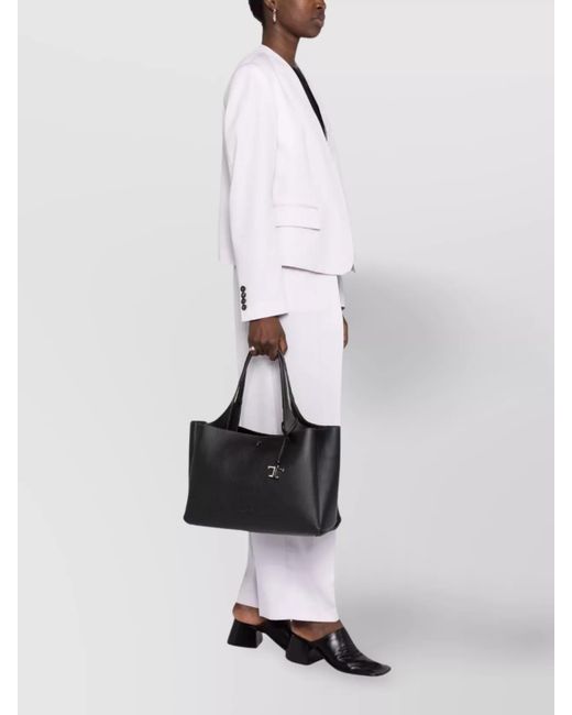 Tod's Black T Timeless Medium Leather Tote Bag