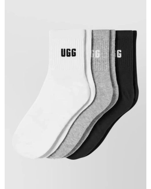 Ugg Gray Logo Ankle Socks Three Pack
