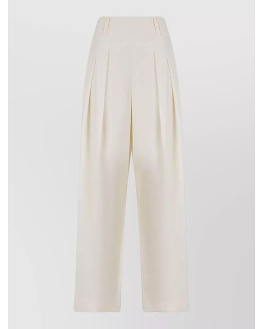 Victoria Beckham White High Waist Tailored Pleated Loose Pants