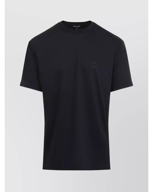 Giorgio Armani Black Cotton Crew Neck T-Shirt for men