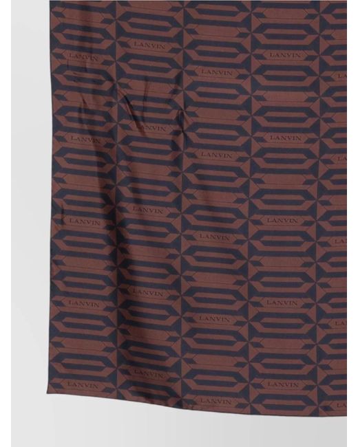 Lanvin Purple Silk Logo-Print Scarf