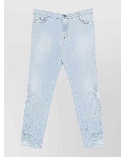 Ermanno Scervino Blue Embroidered Denim Slim-Fit Jeans