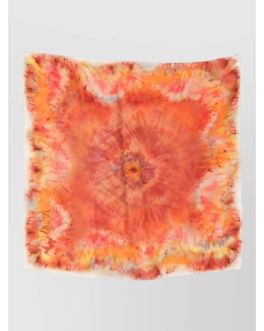 Zimmermann Orange Silk Foulard Tie Dye Square Design