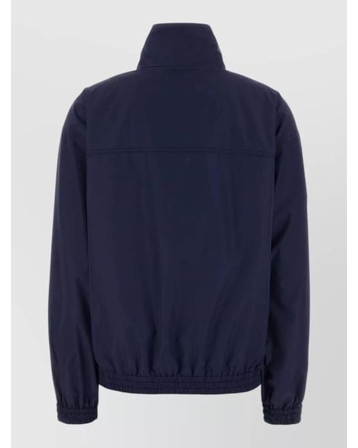 Miu Miu Blue Polyester Windbreaker Jacket High Collar Design