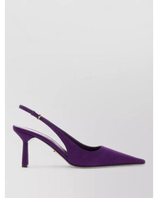 Prada Purple Suede Slingback Pumps Pointed Toe Stiletto