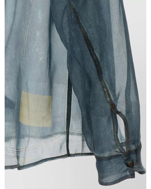 Haikure Blue Maya Long Sleeve Shirt Sheer Fabric