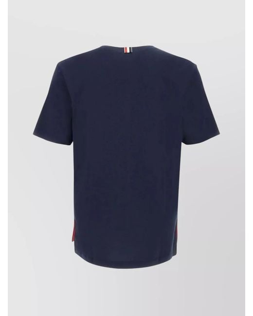 Thom Browne Blue Striped Cotton Crew Neck T-Shirt for men