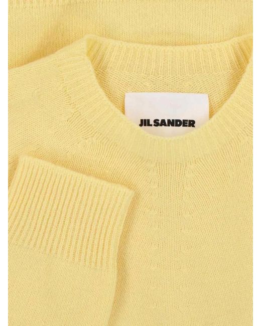 Jil Sander Yellow Cashmere Virgin Wool Crewneck Jumper for men