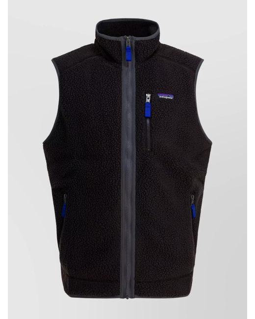 Patagonia Blue Sleeveless Fleece Vest High Collar for men