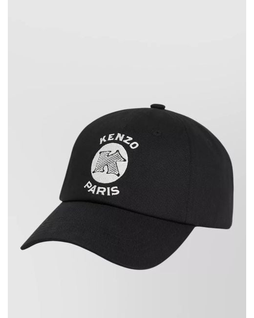 KENZO Black Paris Logo Baseball Cap Curved Brim for men