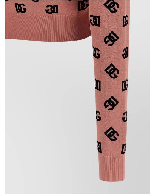 Dolce & Gabbana Pink Logo-Jacquard Cropped Jumper