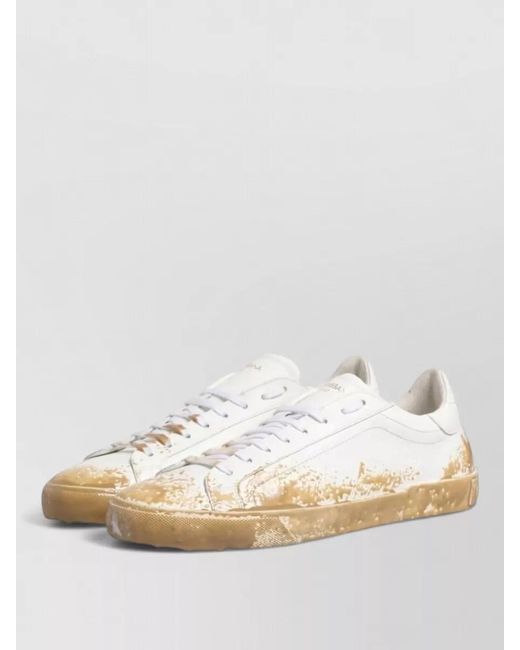 Dolce & Gabbana Natural Leather Paint Effect Low Top Sneakers for men