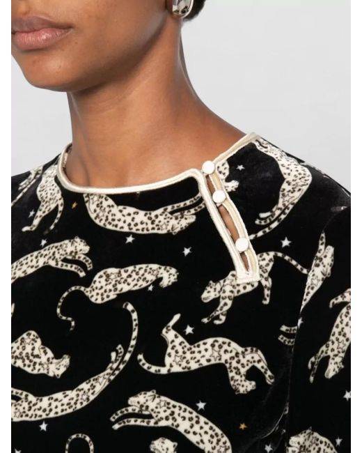 Forte_forte Black Velvet Printed Blouse