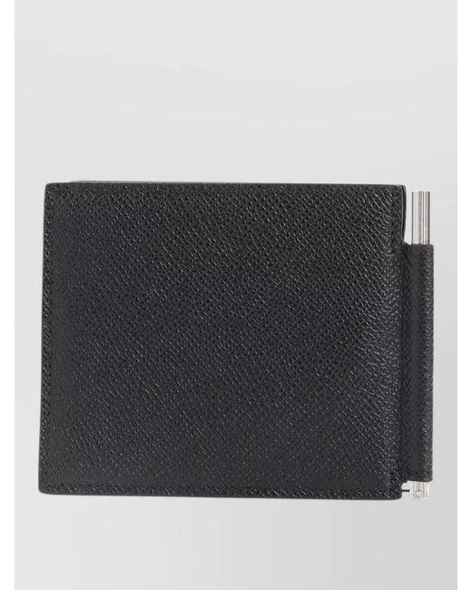 Tom Ford Black Textured Finish Compact Leather Cardholder Wallet