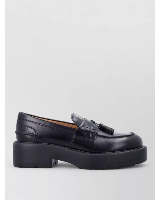Miu Miu Blue Leather Platform Tassel Loafers
