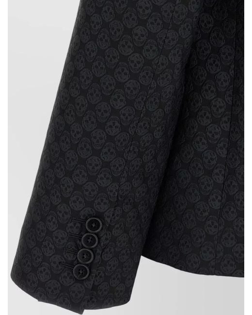 McQueen Black Skull Motif Blazer Single Breasted Design for men