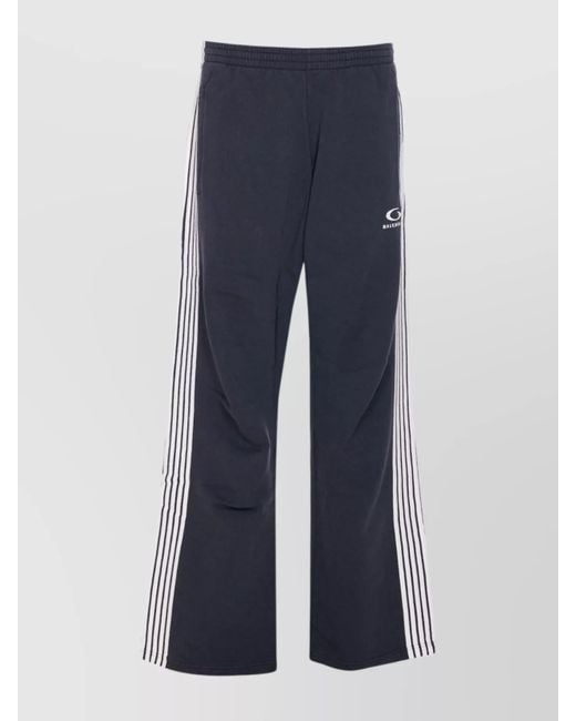 Balenciaga Blue Baggy Sweatpants With Stripes And Wide Leg for men