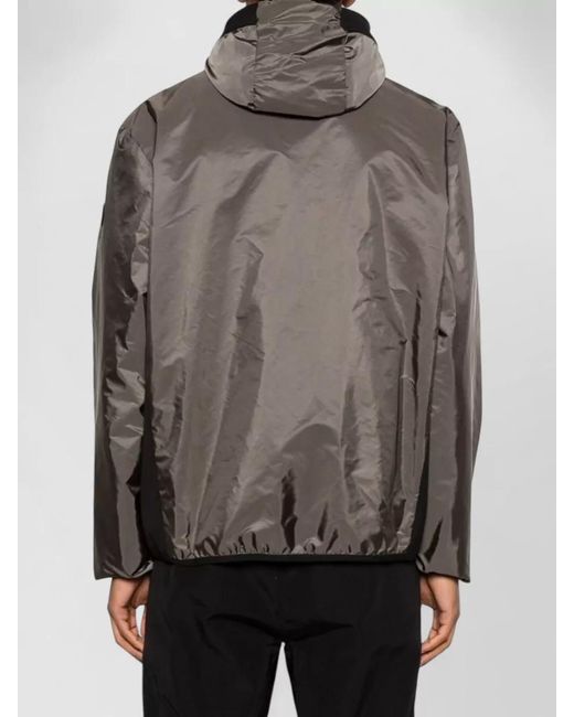Moncler Brown Hooded Silk Nylon Coat Elastic Cuffs for men