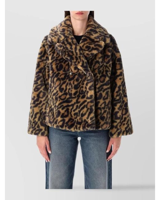 A.P.C. Black Leopard Print Faux Fur Boxy Coat