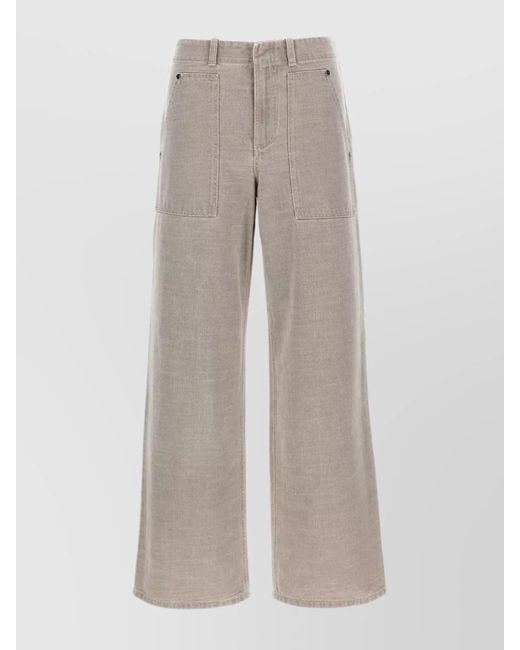 Fendi Gray Wide Leg Denim Trousers With Multiple Pockets