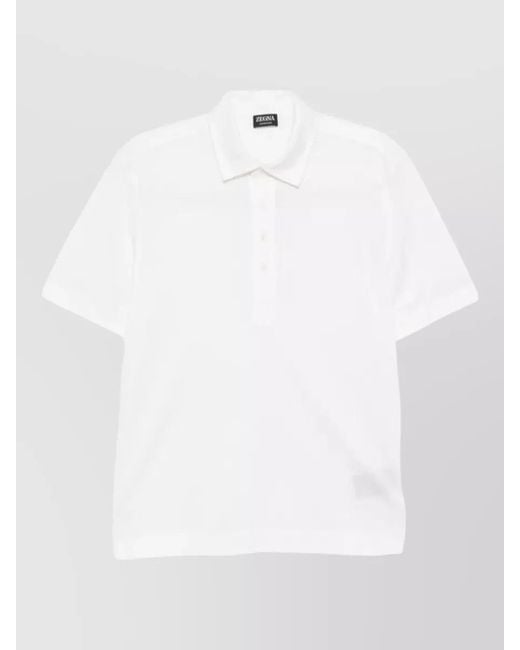 Zegna White Lux Leisurewear Short Sleeve Polo Shirt for men