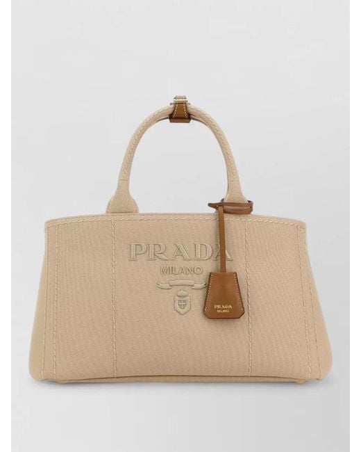 Prada Natural Canvas Jardinière Large Shopping Tote Bag