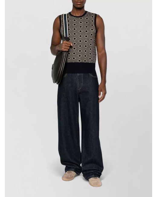 Emporio Armani Gray Wool Vest Casual Crew Neck for men