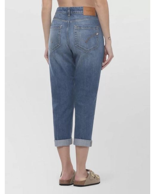 Dondup Blue Straight Leg Cotton Jeans Rolled Cuffs