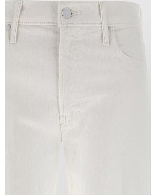 Mother White Denim The Kick It Wide-Leg Trousers