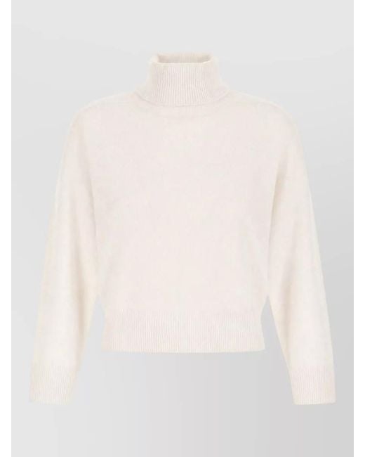 Vanisé White Cropped Cashmere Sweater Turtleneck Long Sleeves