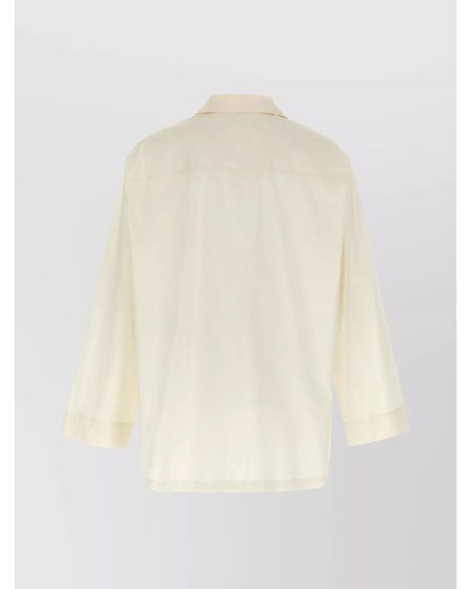 Jil Sander Natural Cotton Logo Embroidery Shirt for men