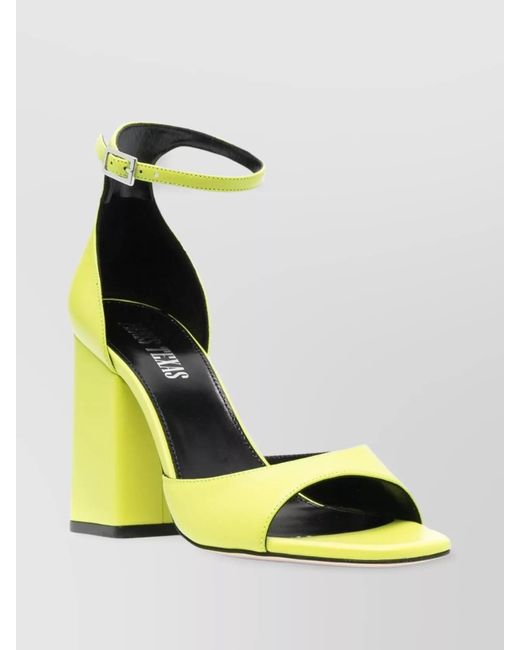 Paris Texas Yellow Leather Block-Heel Sandals
