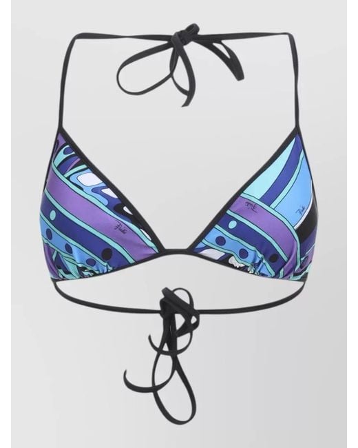 Emilio Pucci Blue Archival Geometric Triangle Bikini Top