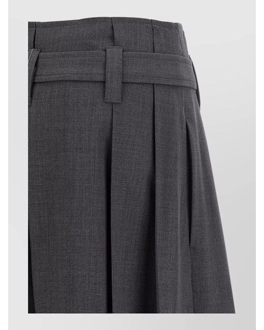 Brunello Cucinelli Gray High Waist Pleated Virgin Wool Bermuda Shorts