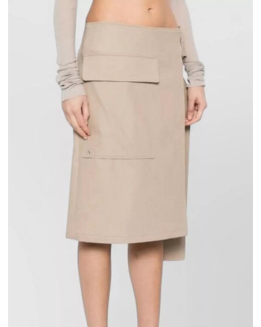 Courreges Natural Utility Cotton Skirt Buckle Belt Pocket