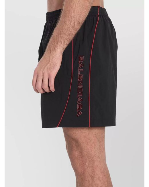 Balenciaga Black Logo-Embroidered Technical Deck Shorts for men
