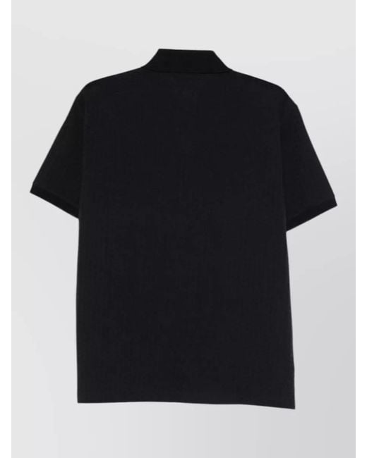 Emporio Armani Black Textured Cotton Short-Sleeve Polo Shirt for men