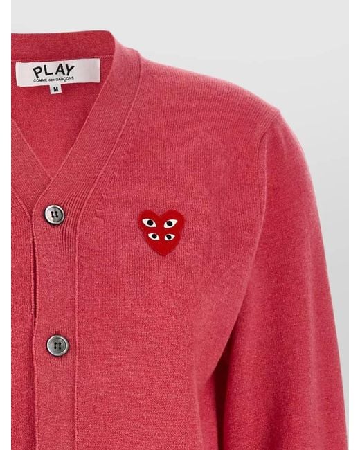 COMME DES GARÇONS PLAY Red Twin Emblem V Neck Knit Cardigan