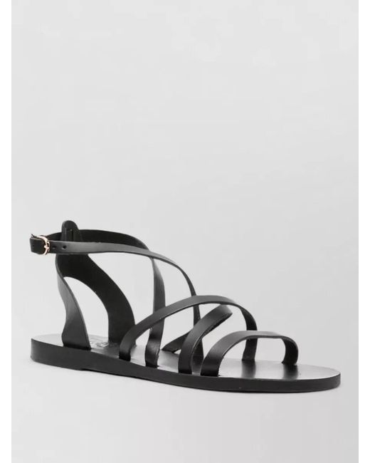 Ancient Greek Sandals Metallic Delia Flat Strappy Ankle Sandals