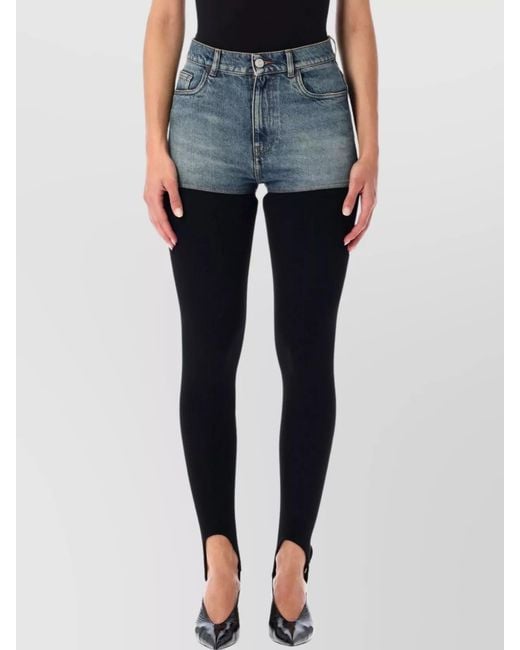 Coperni Blue Ribbed Hybrid Denim Knit Leggings