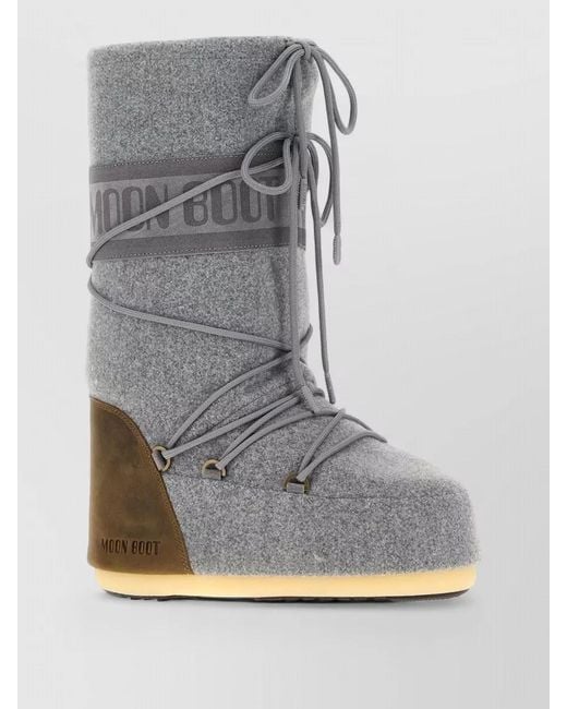 Moon Boot Gray Nubuck Leather Boots