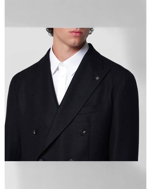 Tagliatore Blue Slim Fit Textured Double Breasted Suit for men