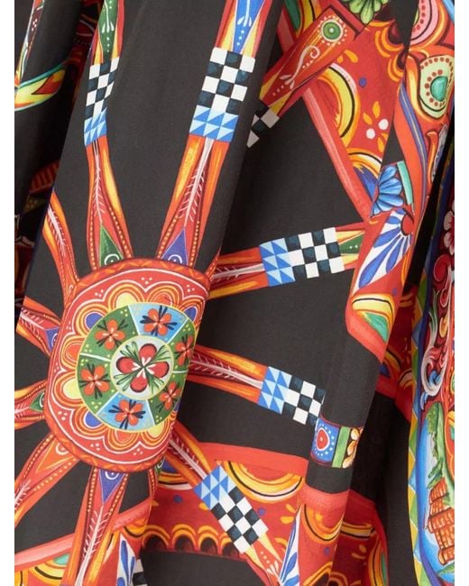 Dolce & Gabbana Carretto Print Poplin Dress Flared Skirt
