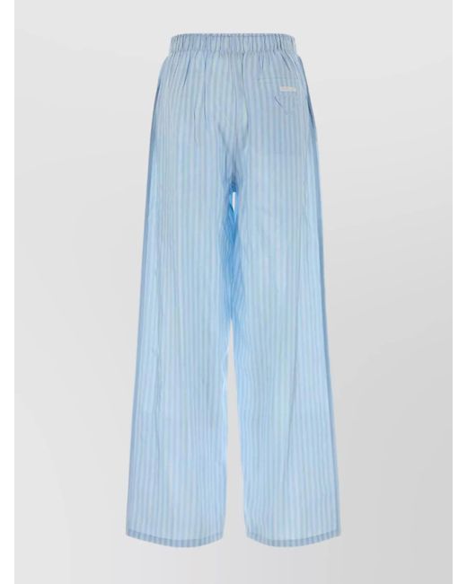 Prada Blue Silk Wide-Leg Trousers